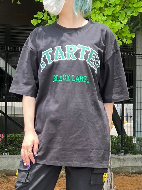 STARTER BLACK LABEL(スターターブラックレーベル) フロント刺繍 ビッグシルエット Tシャツ ブラック ST-ST039