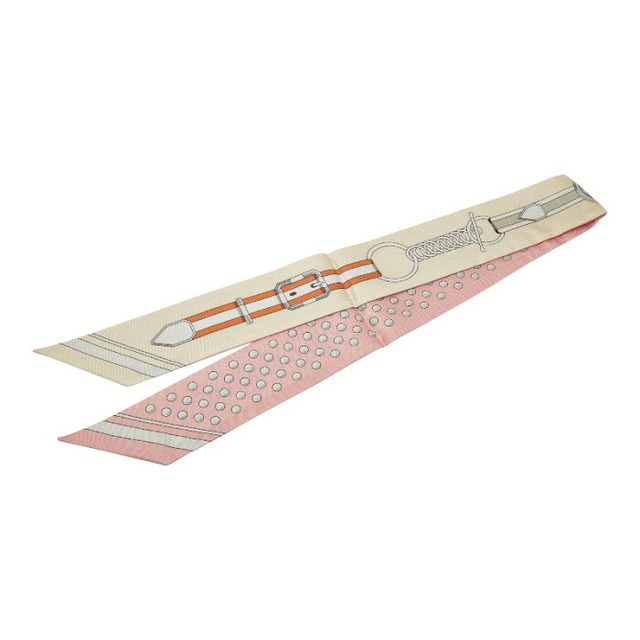 エルメス ツイリー Grand Tralala グラン トゥラララ スカーフ ベージュ ピンク シルク レディース HERMES 【中古】