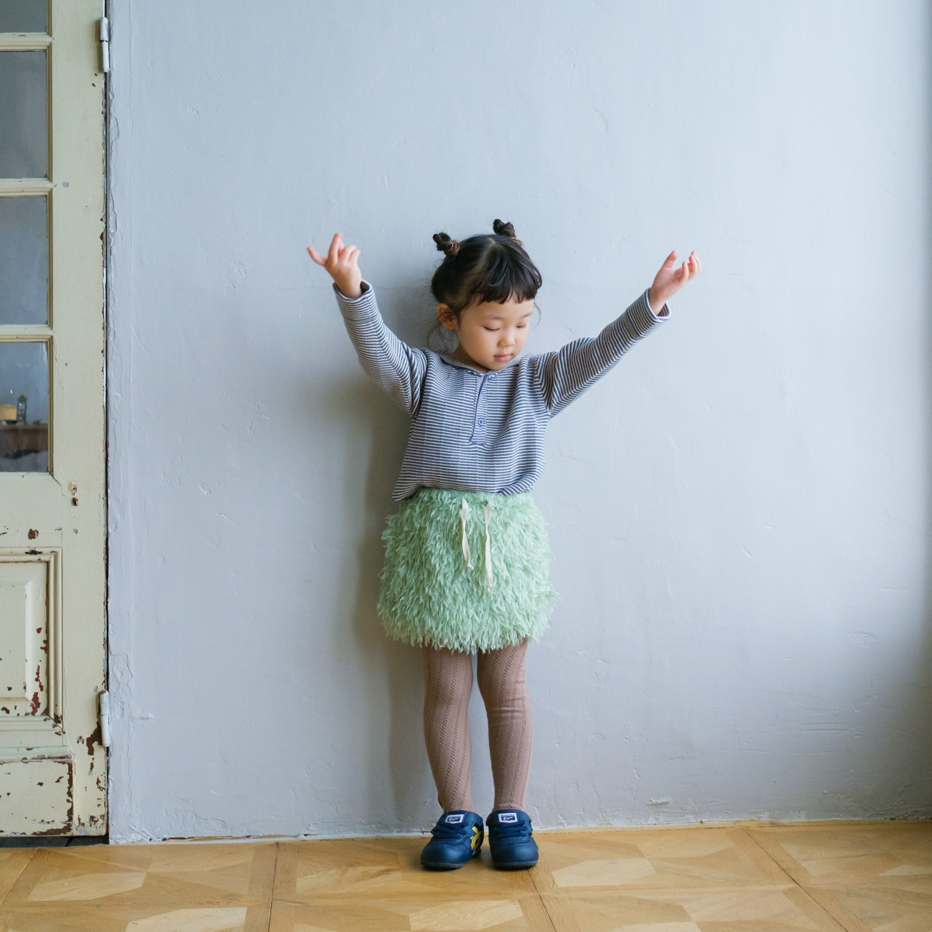 25AW】&PAL(アンドパル)ファースカート ミント(80-90/90-100/100