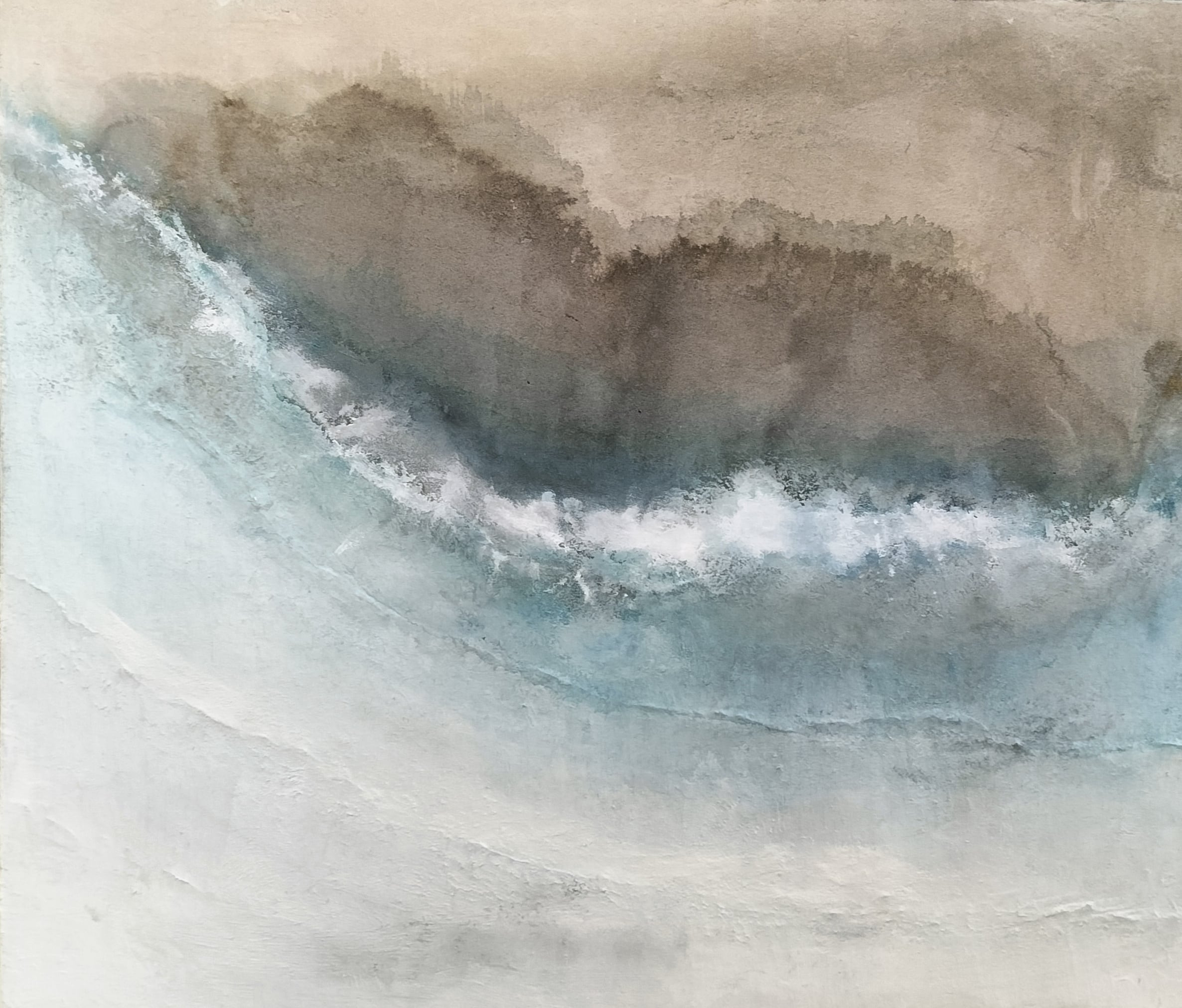 漆喰抽象画【Heavenly Ocean − 大気の揺らぎ】｜ホテル・建築空間