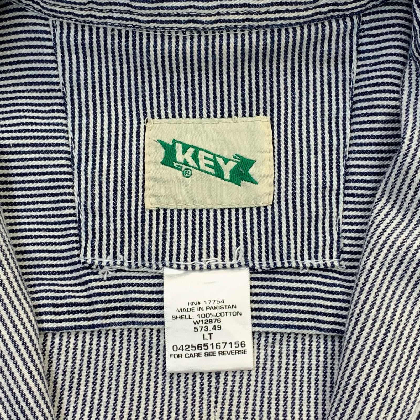 KEY ヒッコリーストライプ長袖シャツ ハーフジップ グレー | 古着屋