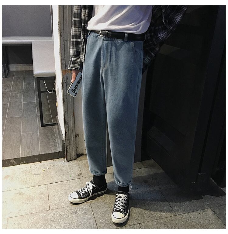 全2色 デニム パンツ ストレート カジュアル シンプル 無地