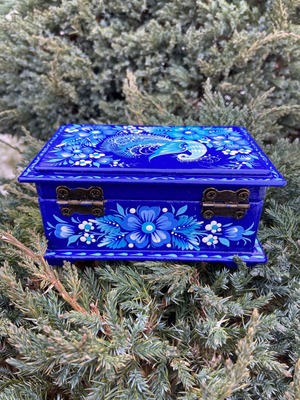 ペトリキウカ塗り　ジュエリーボックス 11cm（ティモシェンコ作）ウクライナ製
