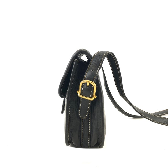 CELINE セリーヌ ブラゾン型押し レザー フラップ ショルダーバッグ ブラック vintage ヴィンテージ オールド rifubn