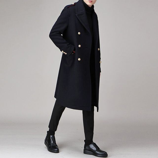 【予約販売】チェスターコート メンズ アウター モード ネイビーブラック ミディアム丈 防寒 お洒落 こなれ感 ベーシック 秋冬 大きいサイズ M/L/XL/2XL/3XL