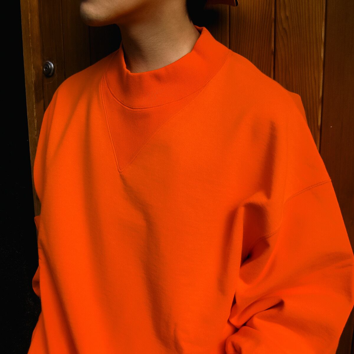 ChahChah LOOPBACK TERRY WIDE CREW NECK SWEAT SHIRT SUNSET ORANGE