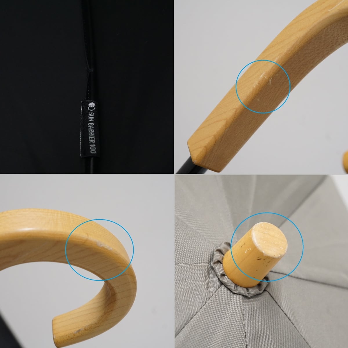 サンバリア100 完全遮光折日傘 USED美品 2段折 モスグレー UV 遮熱