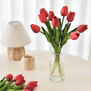 tulip 10P + vase SET 5colors / チューリップ 造花 花瓶 セット ベース 韓国 インテリア 雑貨