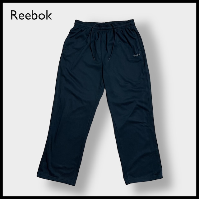 【Reebok】トラックパンツ ジャージ 刺繍ロゴ ブラック ツーストライプ LARGE リーボック US古着