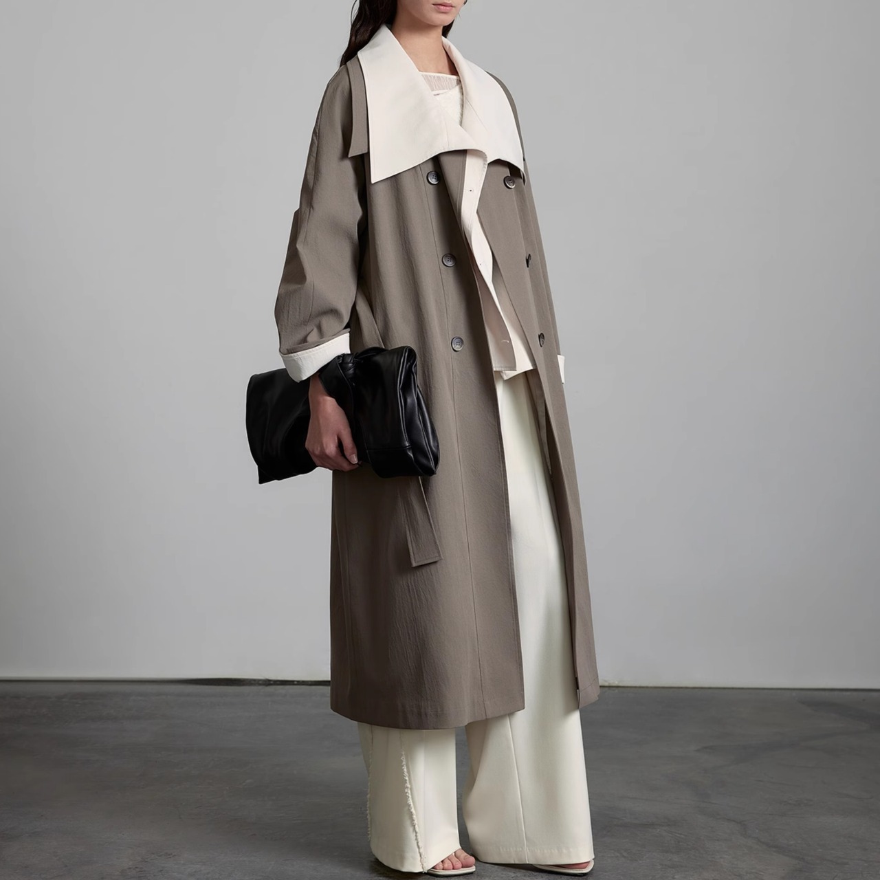 Double-Breasted Long Coat T3696