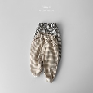 【ONU】ナチュラルボーダースウェットパンツ beige 70~120cm 240209on