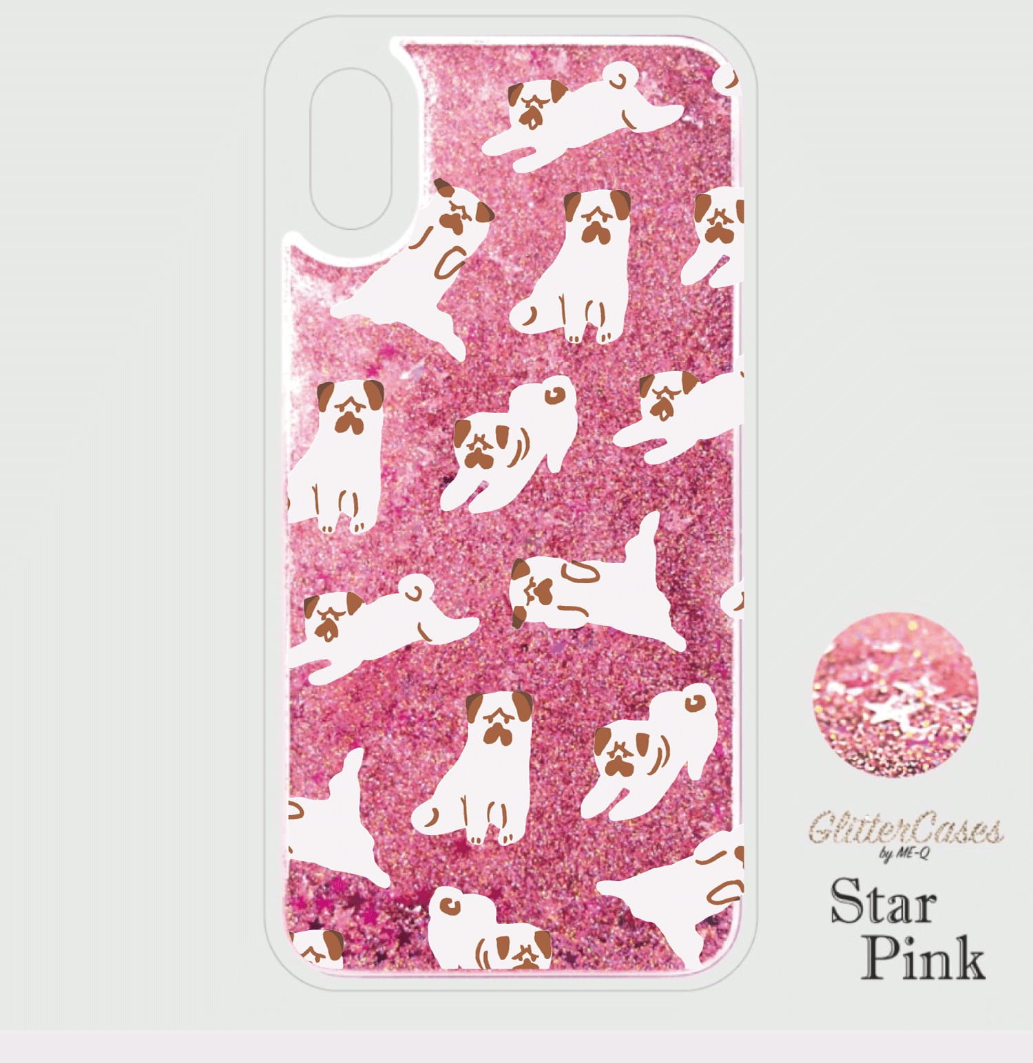 グリッターiPhoneケース【 PUGS】