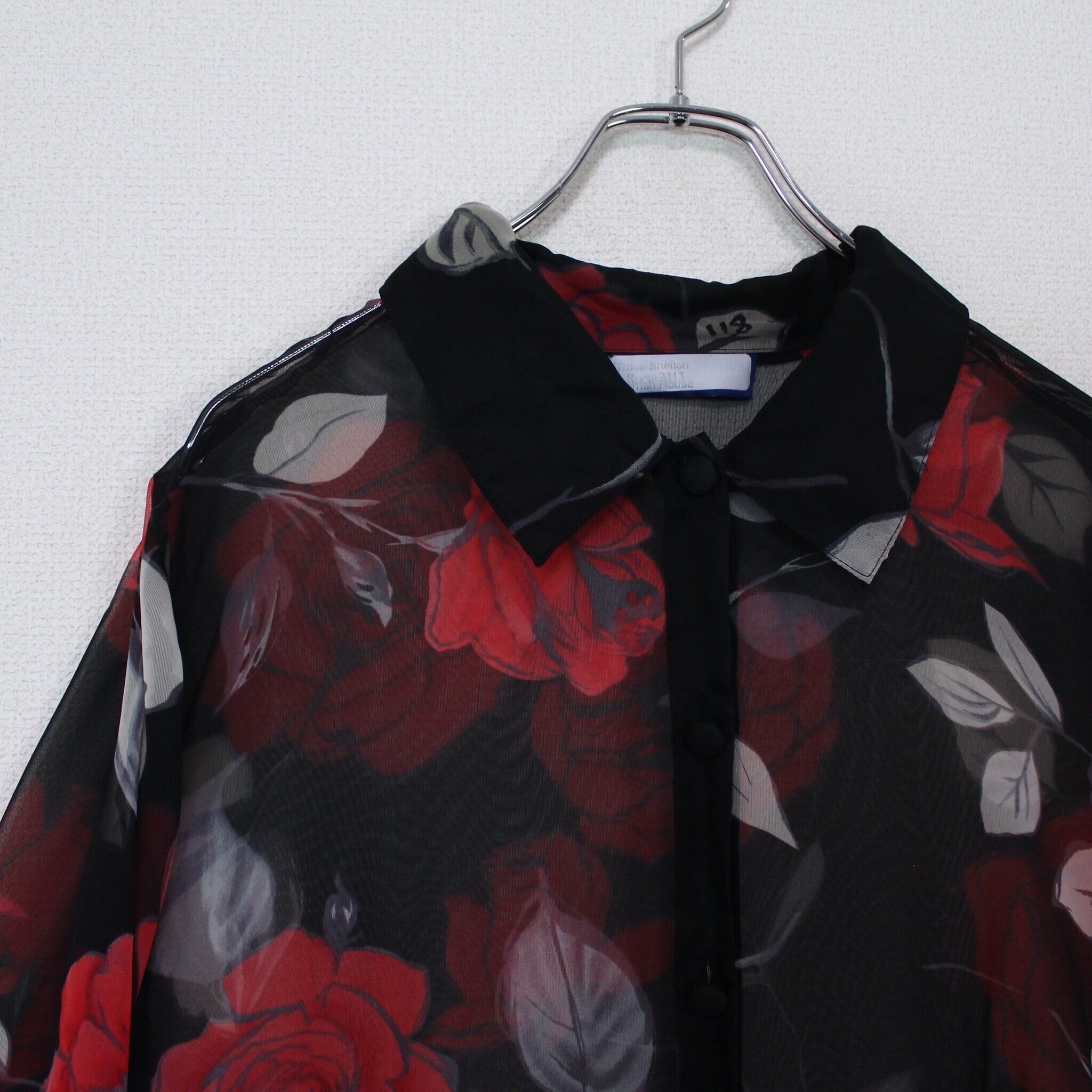 Caka act2】Beautiful Rose Pattern Vintage Loose Sheer Shirt | Caka 