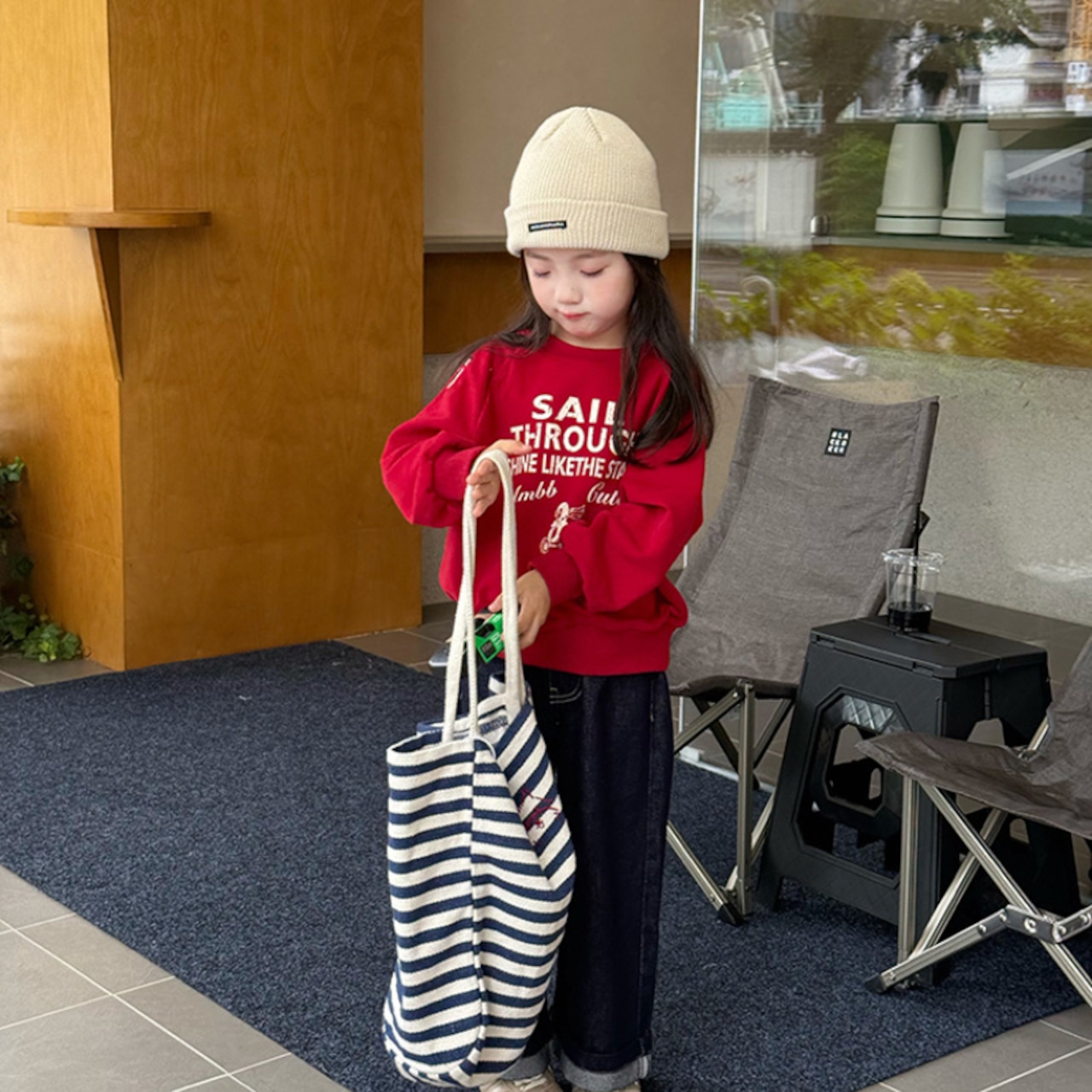 秋ペンギン&英字プルオーバー