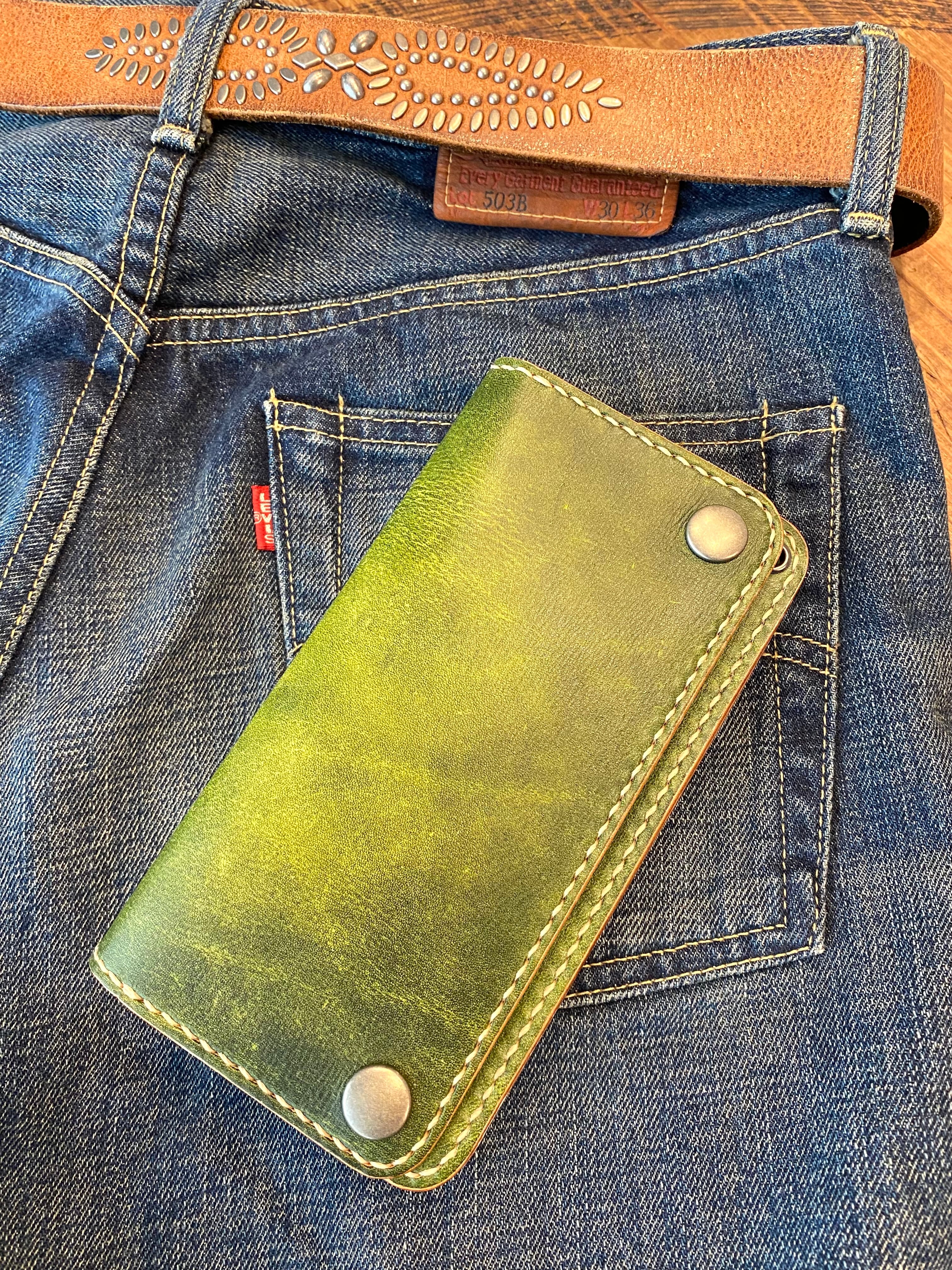 トラッカーウォレット　01-GR 緑　グリーン　長財布　本革 楽天市場】トラッカーズウォレット TYPE II グリーン【長財布