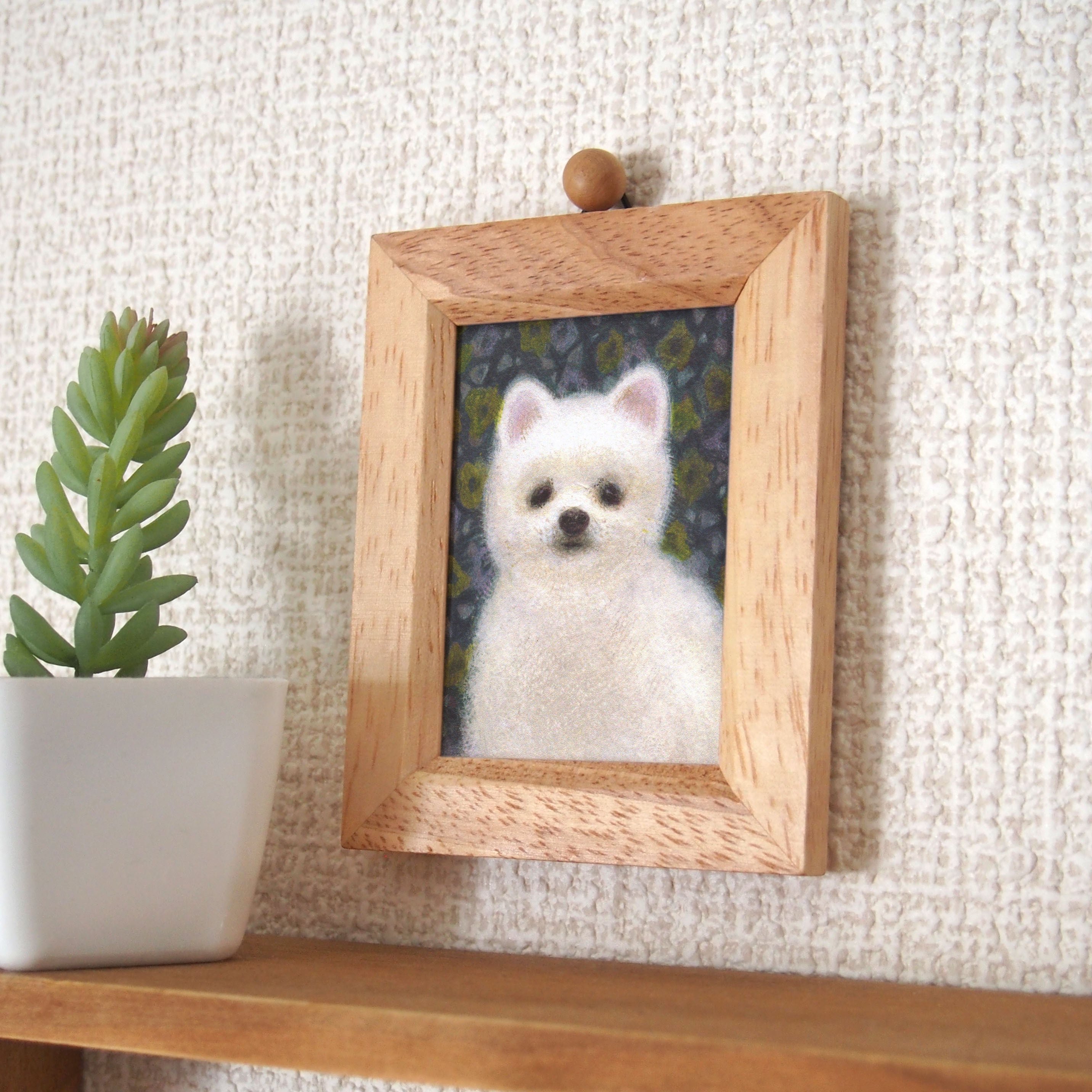 小さな複製画（額付き） ＊犬（ポメラニアン） | さらさまゆこ Online Shop
