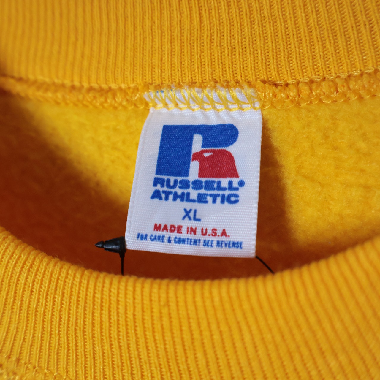 【90s USA製】RUSSELL ATHLETIC 企業スウェット　黄色　XL ラッセル