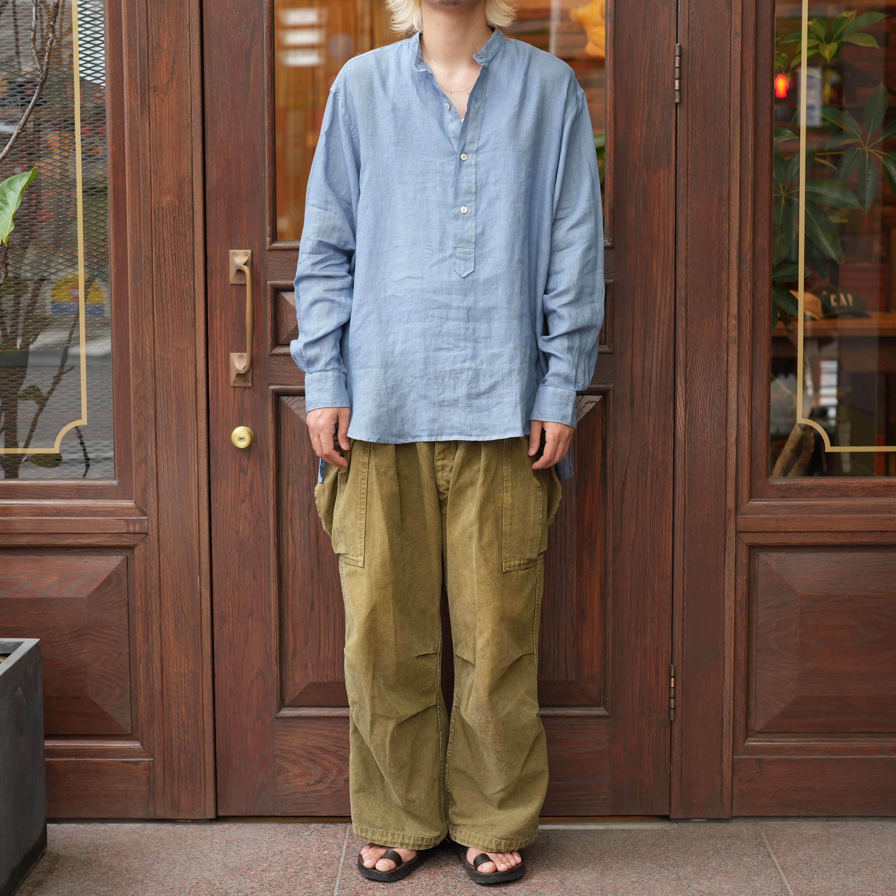 MAATEE&SONS ドS LINEN PULLOVER SHIRTS リネン MAATEE&SONS for khaki 