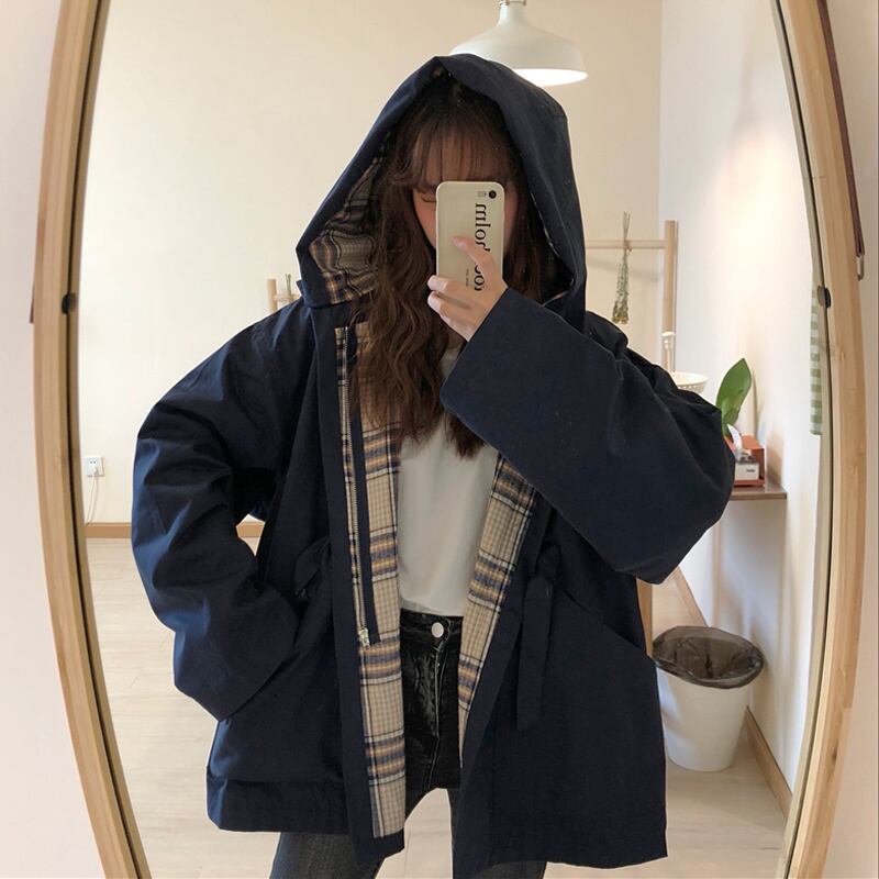 サブカル 服 地雷系 通販 パーカー ジャケット ビッグシルエット オーバーサイズ チェック柄 カジュアル 可愛い 韓国ファッション