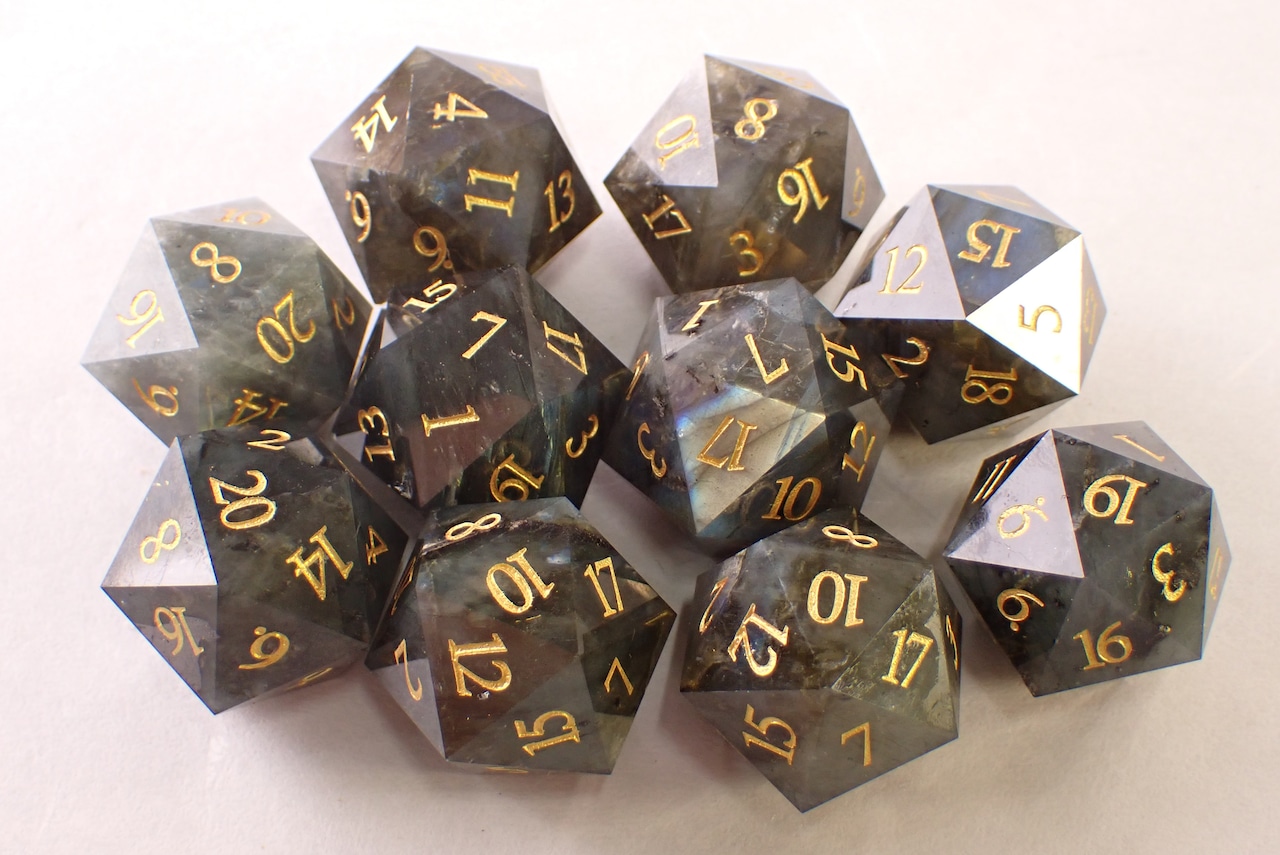 ラブラドライト20面ダイス　 [D3-189]