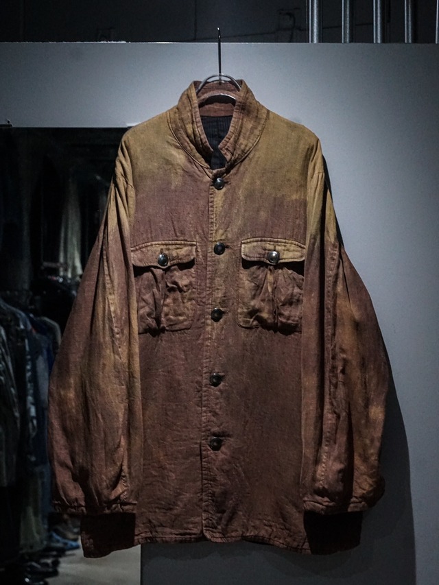 【add (C) vintage】Beautiful Faded Color Vintage Linen Work Jacket