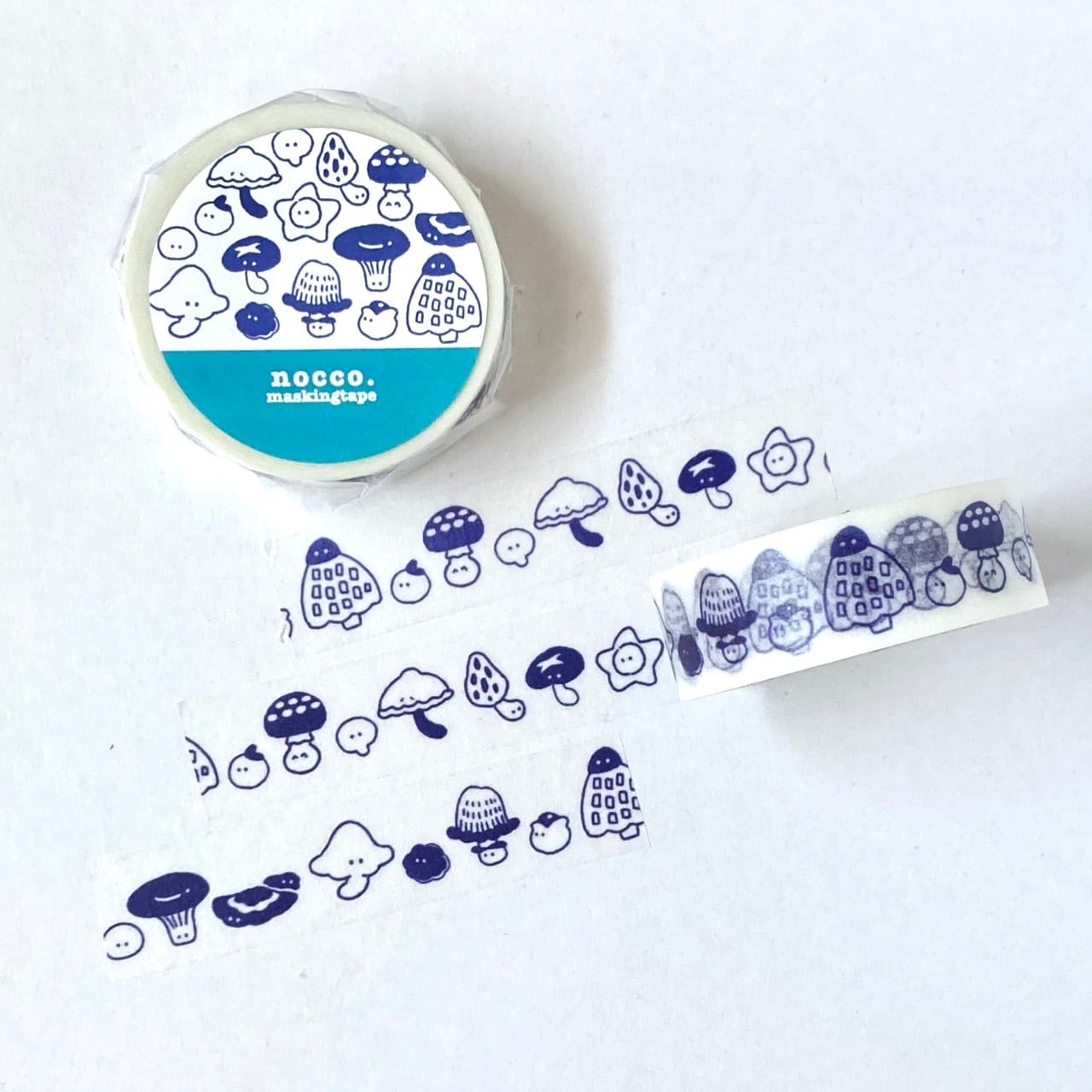マスキングテープ-ゆるいきのこたち白 15mm | nocco.