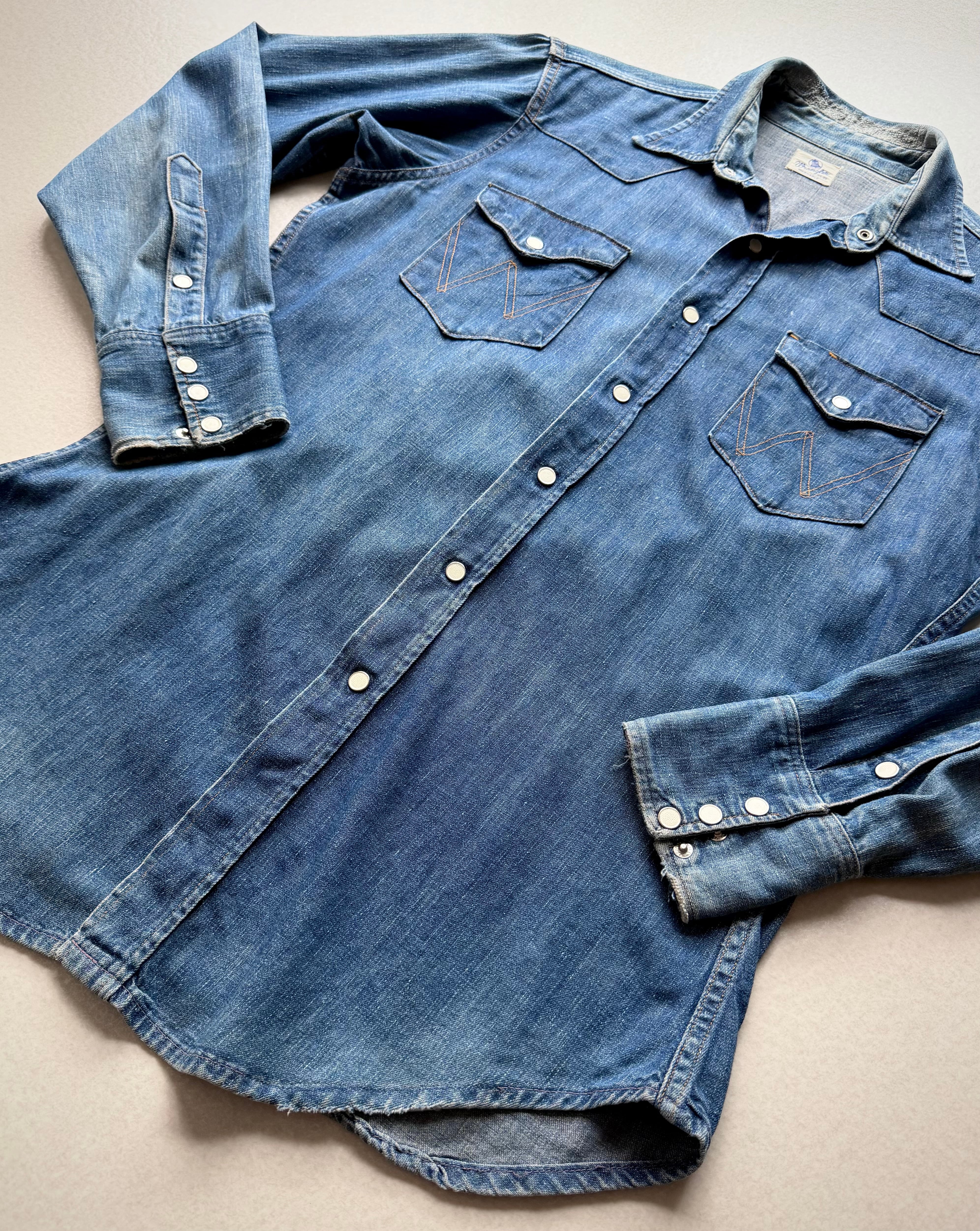 60s USA製 “ WRANGLER ” 27MW BELL-TAG DENIM WESTERN SHIRT VINTAGE
