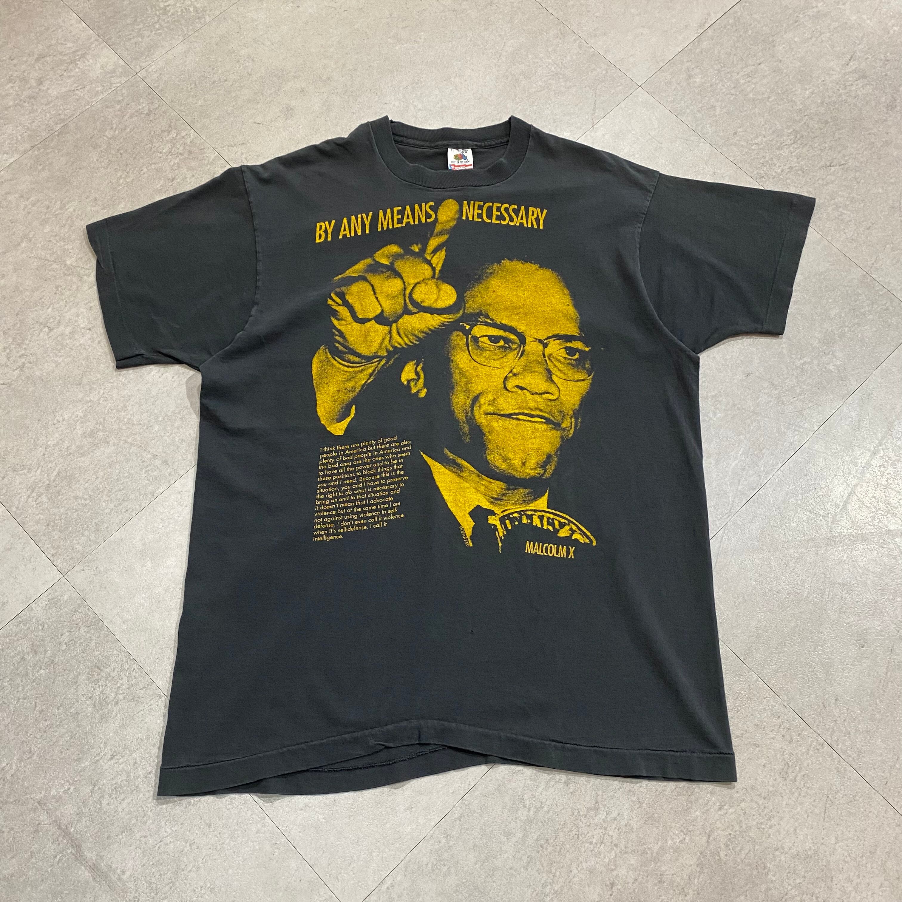 90年代 USA製 size: XL 【 MALCOM X 】マルコムX プリントTシャツ 黒人 ブラックカルチャー 黒 古着 古着屋 高円寺  ビンテージ