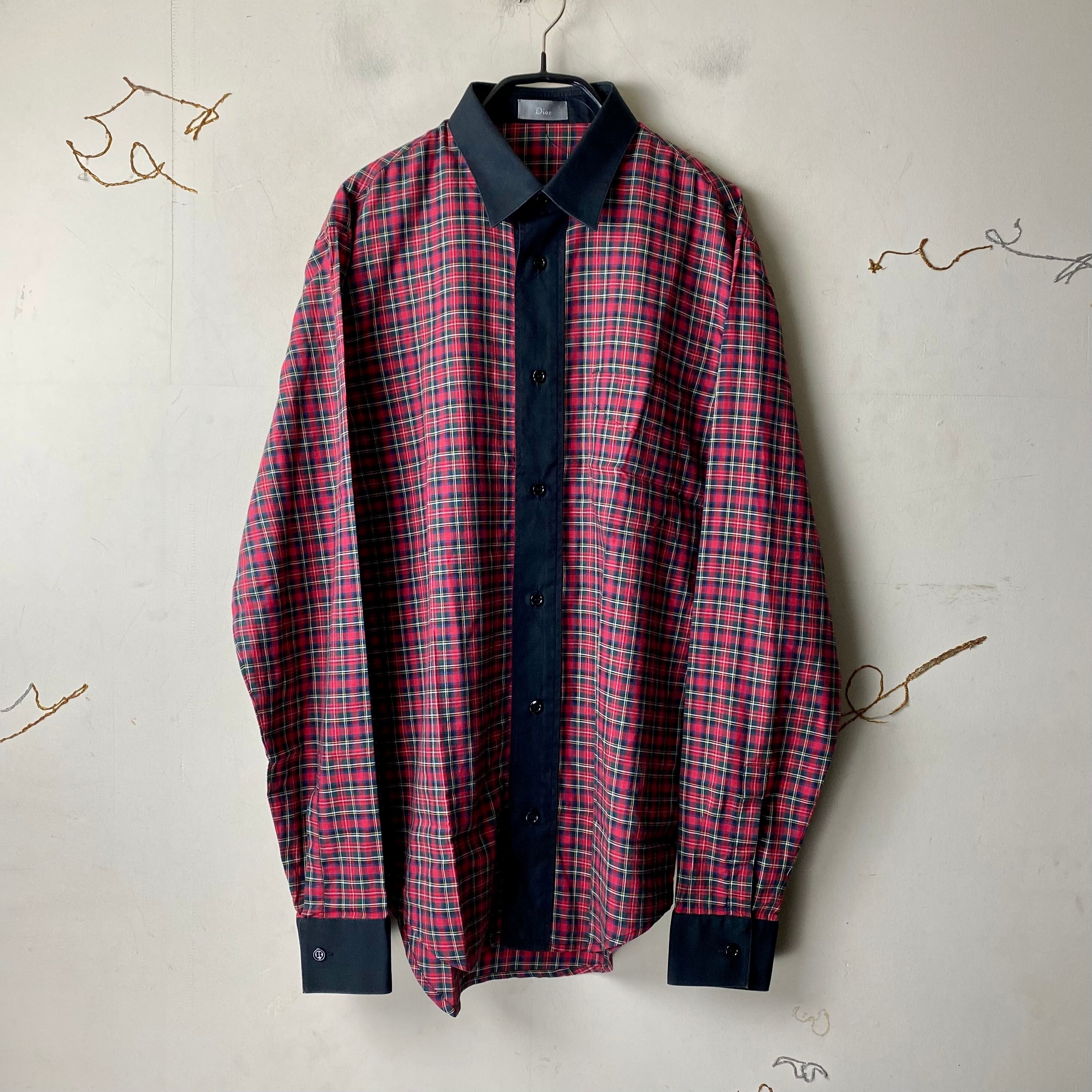 2005AW DIOR HOMME check pattern cleric shirt | NOIR ONLINE