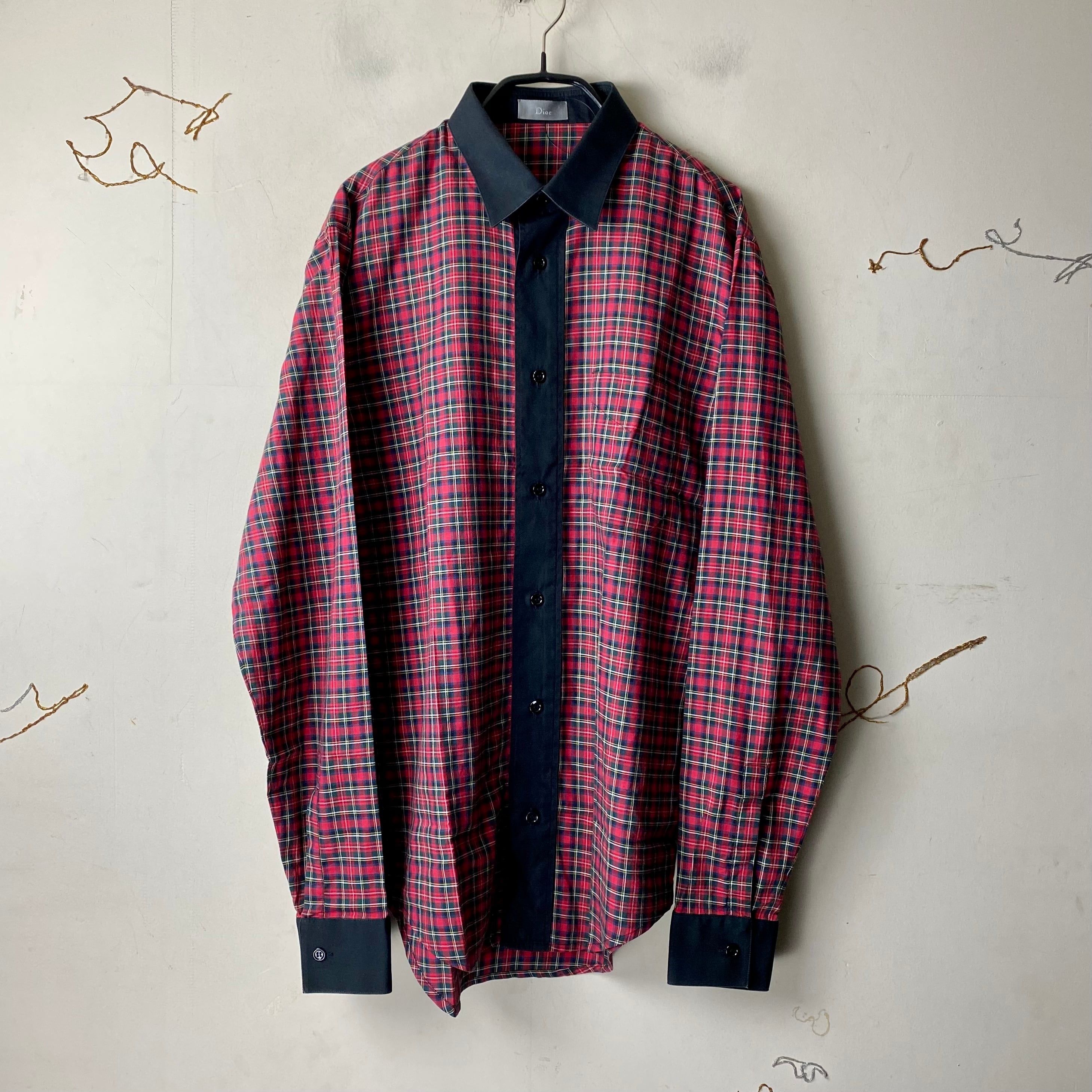 2005AW DIOR HOMME check pattern cleric shirt | NOIR ONLINE