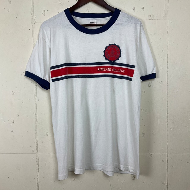 USA製 70年代〜80年代 70s 80s カレッジ プリント リンガーTシャツ 