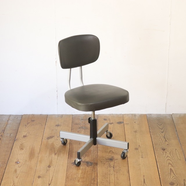 レトロ キャスターチェア 回転椅子 昇降 リクライニング 学校 合皮 レザー インダストリアル ヴィンテージ/PKK17182