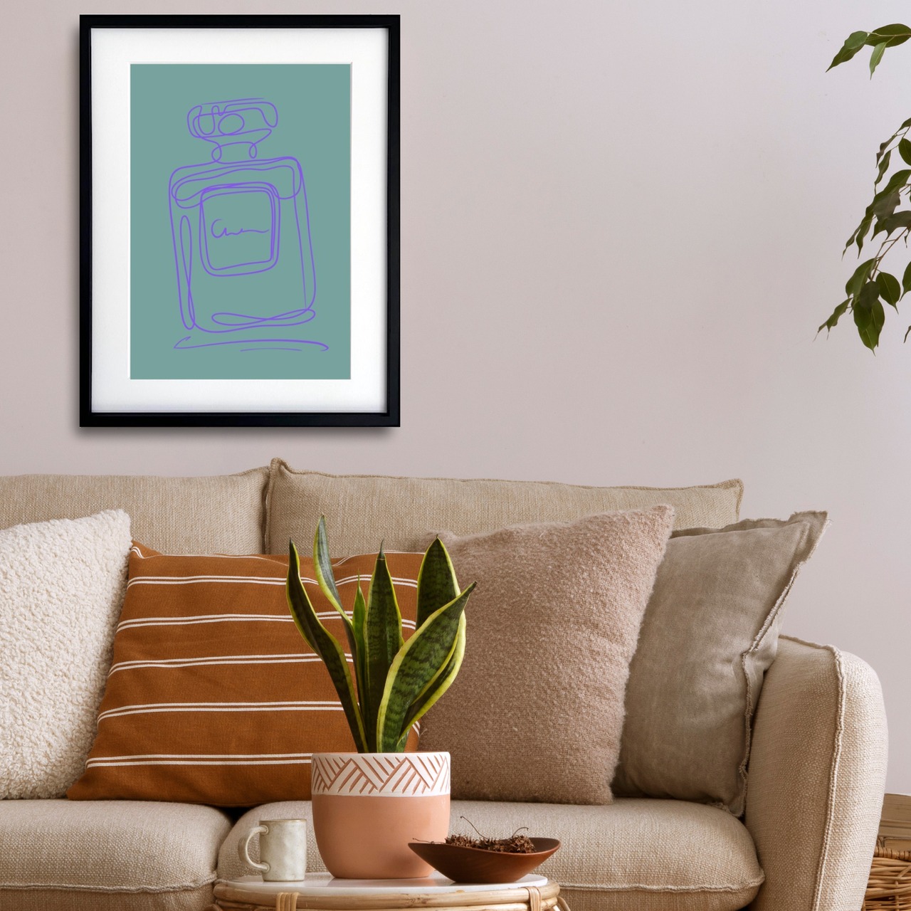 EAU DE PARFUM N°20｜香りの余韻を描くミニマル香水ラインアートポスター｜静かで洗練された空間に｜高品質半光沢紙｜A2ポスター