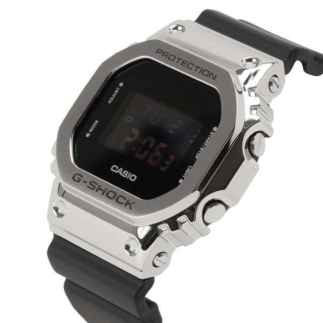 カシオ CASIO GM-5600-1ER  G-SHOCK メンズ 腕時計 海外モデル 逆輸入 5600シリーズ メタル シルバー/ブラック （国内品番：GM-5600-1JF）Gショック デジタル ウォッチ WATCH