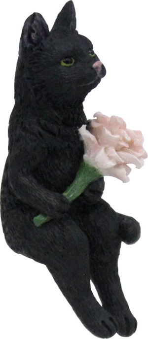 【数量限り】キーストーン 置物 キャットwithフラワー フリーサイズ SITTING ANIMAL DE043979