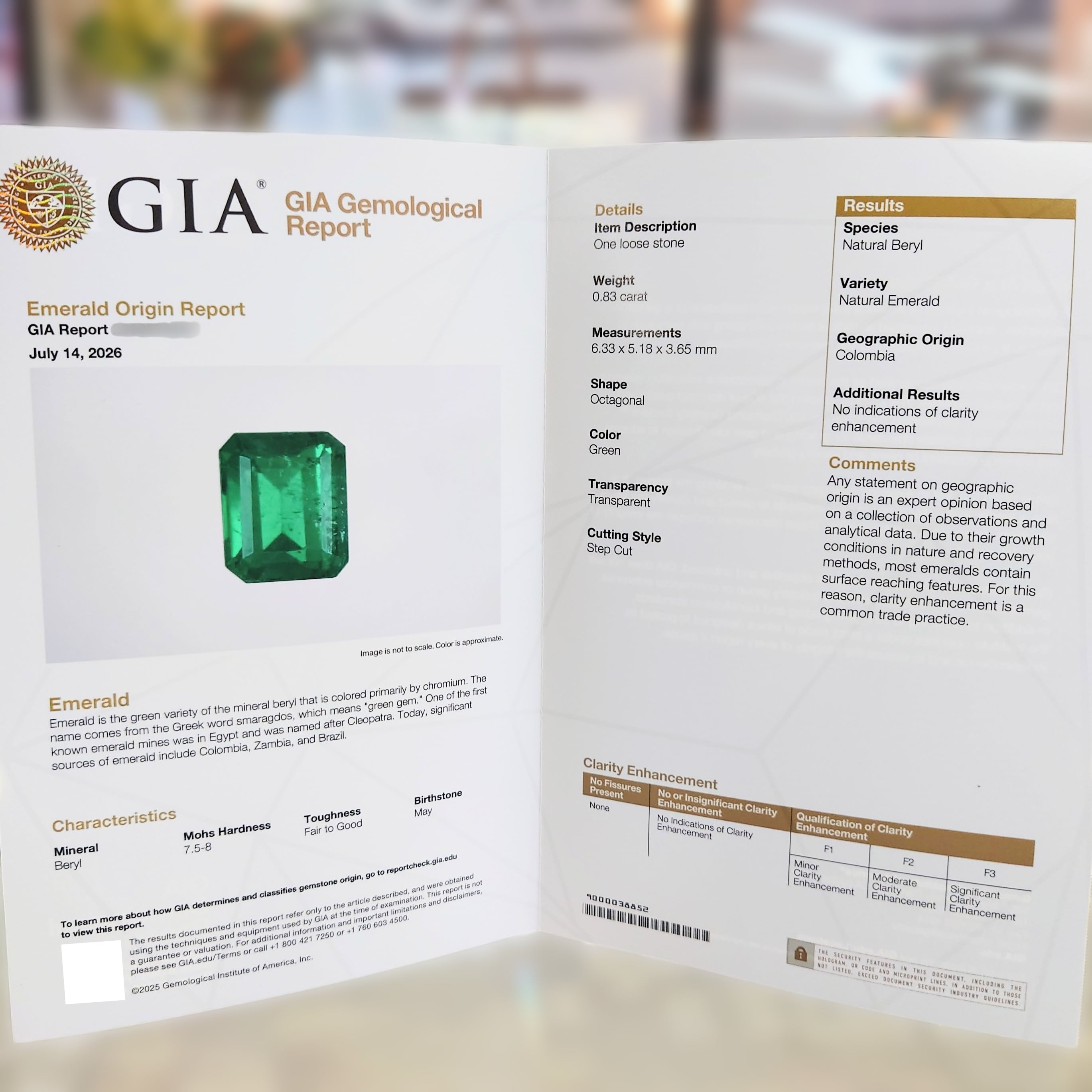 希少 Emerald 0.83ct No Oil Colombia GIA ルース☆ | wisteria777