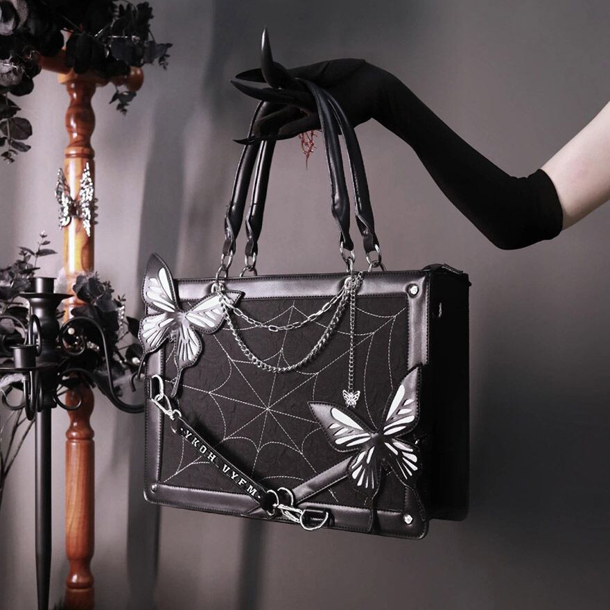 SEASONZ ファッション ハンドバッグ スクエア 鞄 トートバッグ 推し活 蝶 バタフライ 大容量 秋冬服 量産型 ガーリー
