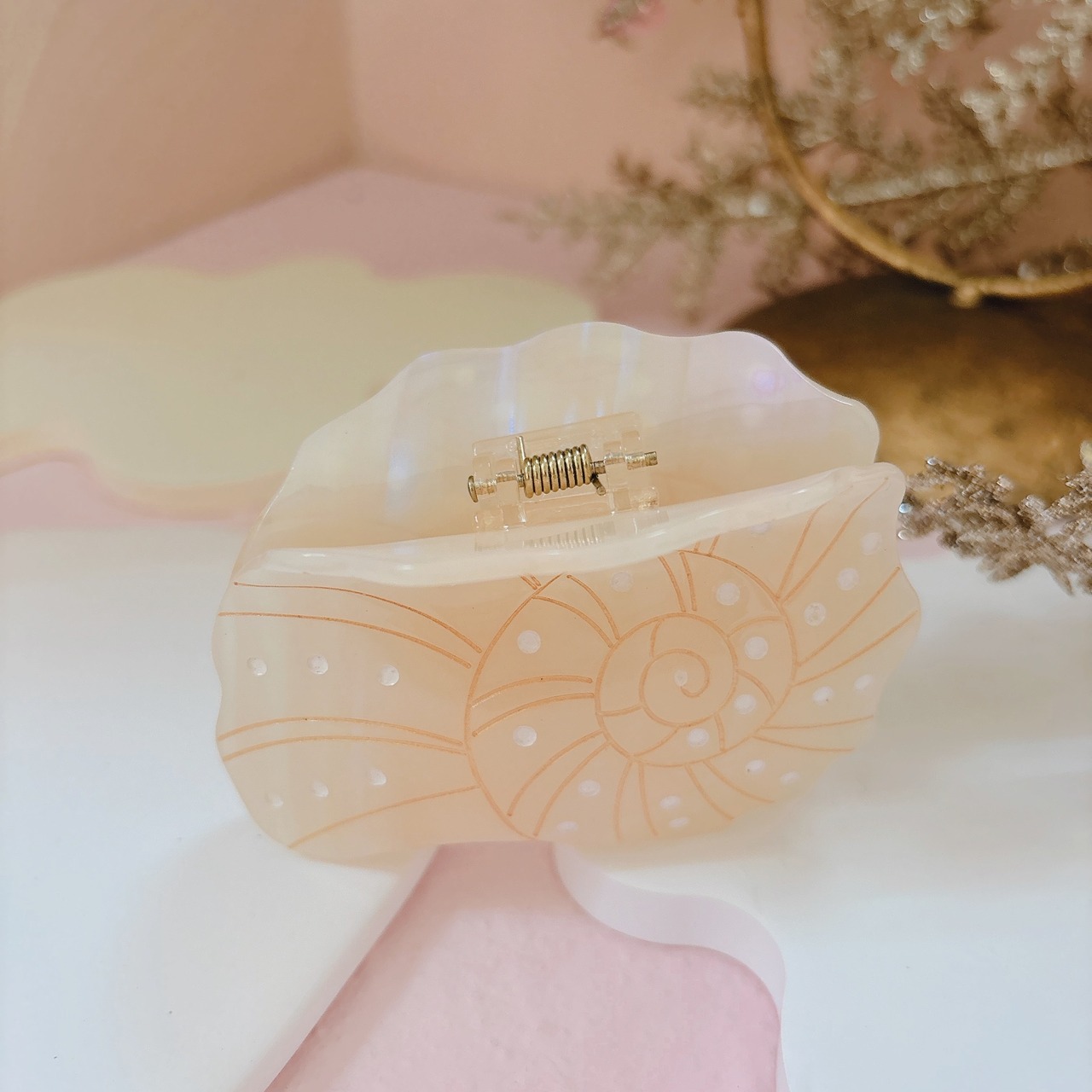 美しいアンモナイト ヘアクリップ
