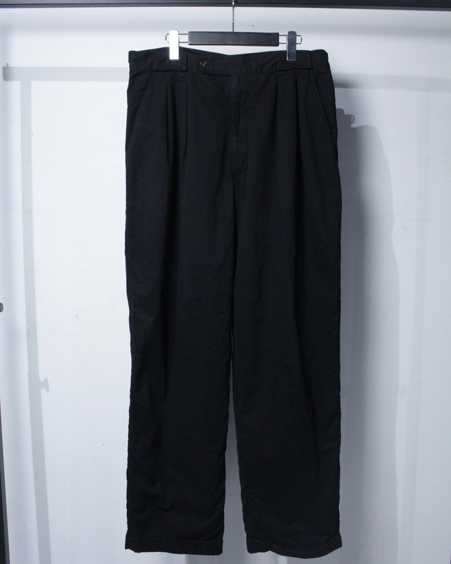 【Caka BLACK】80's "GIORGIO ARMANI" Black Dyeing Vintage Wide Chino Pants