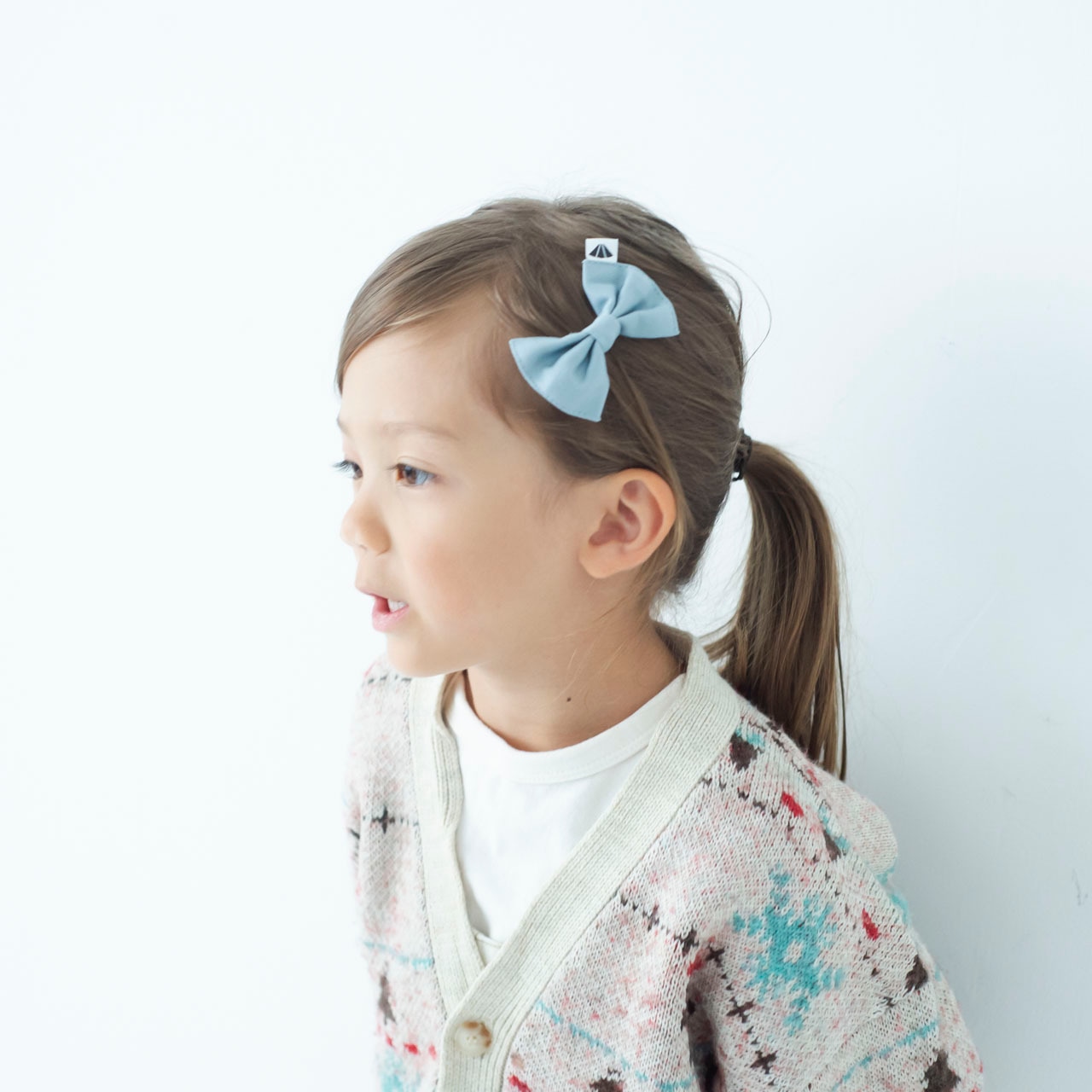リボンピン 【ブルーグレー】ブランド 子供 ヘアアクセサリー 女の子 男の子 日本製 キッズ ギフト
