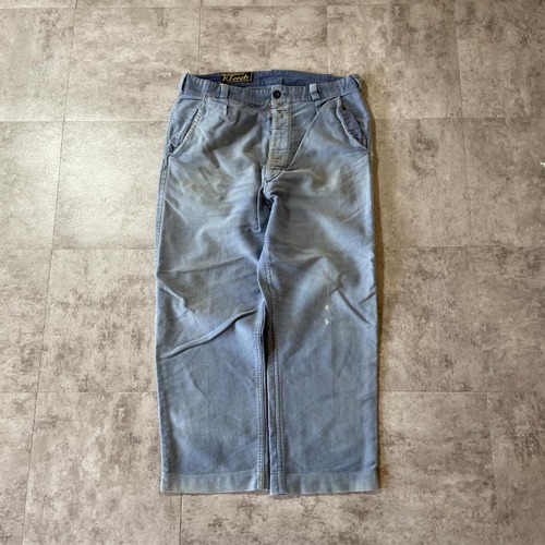 50-60s サンフェード パッチワーク フレンチワーク モールスキン パンツ