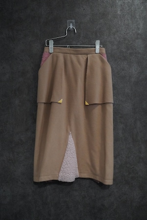 【2021 緊急SALE】chiral combination wool skirt   pink×beige