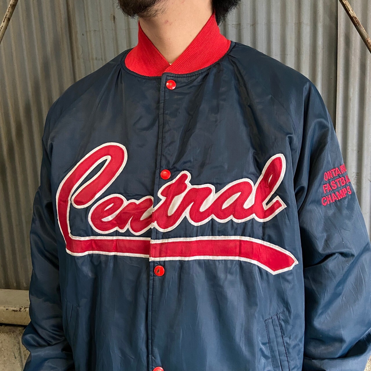 ビッグサイズ カナダ製 90年代 CENTRAL ナイロンスタジャン ベース 