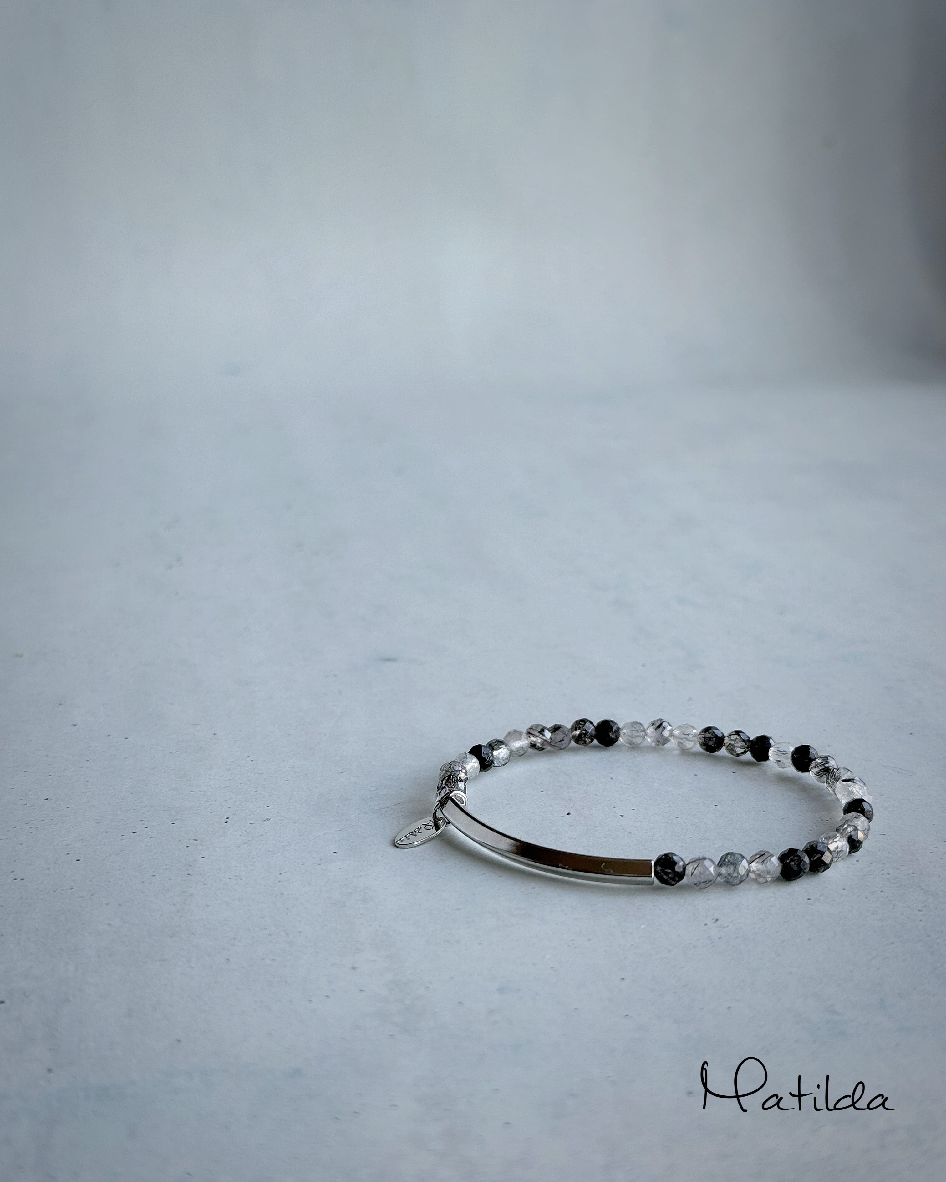 Tube & stone bracelet(ブラックトルマリンインクォーツ)