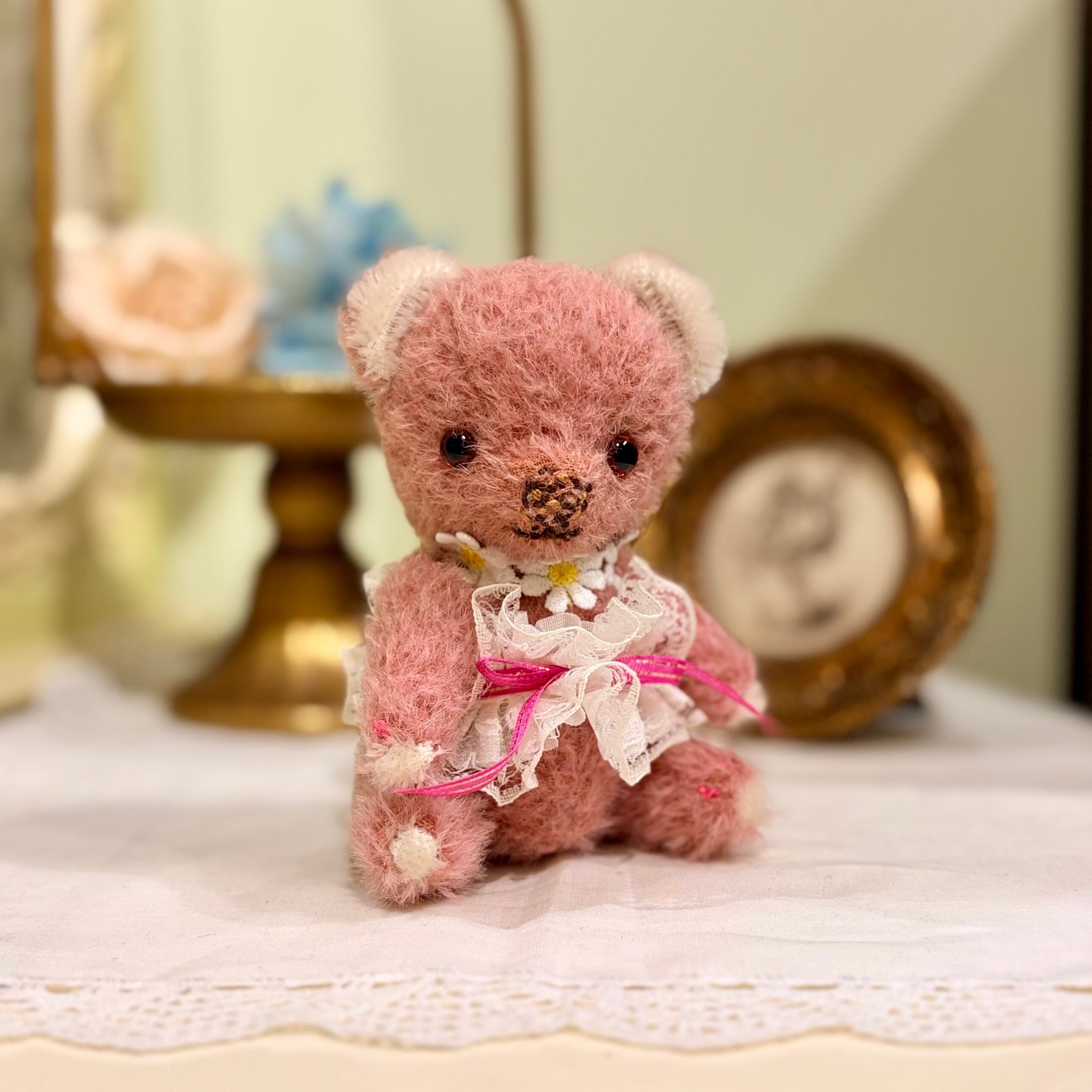 Sold※作家様作品 まつもとようこ テディベアNo.15 クリーム・ピンク