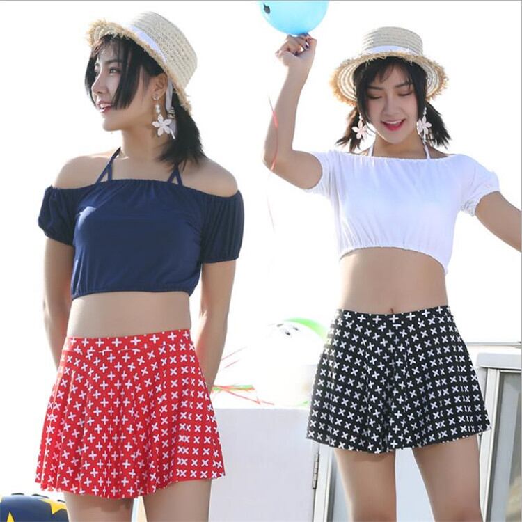 韓国ファッション 水着 温泉 セパレートボディ セクシー 無地 3点セット みずぎ