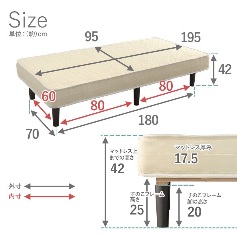 シングル 2色 ボンネルコイルマットレスベッド | kinoki｜センスのいい