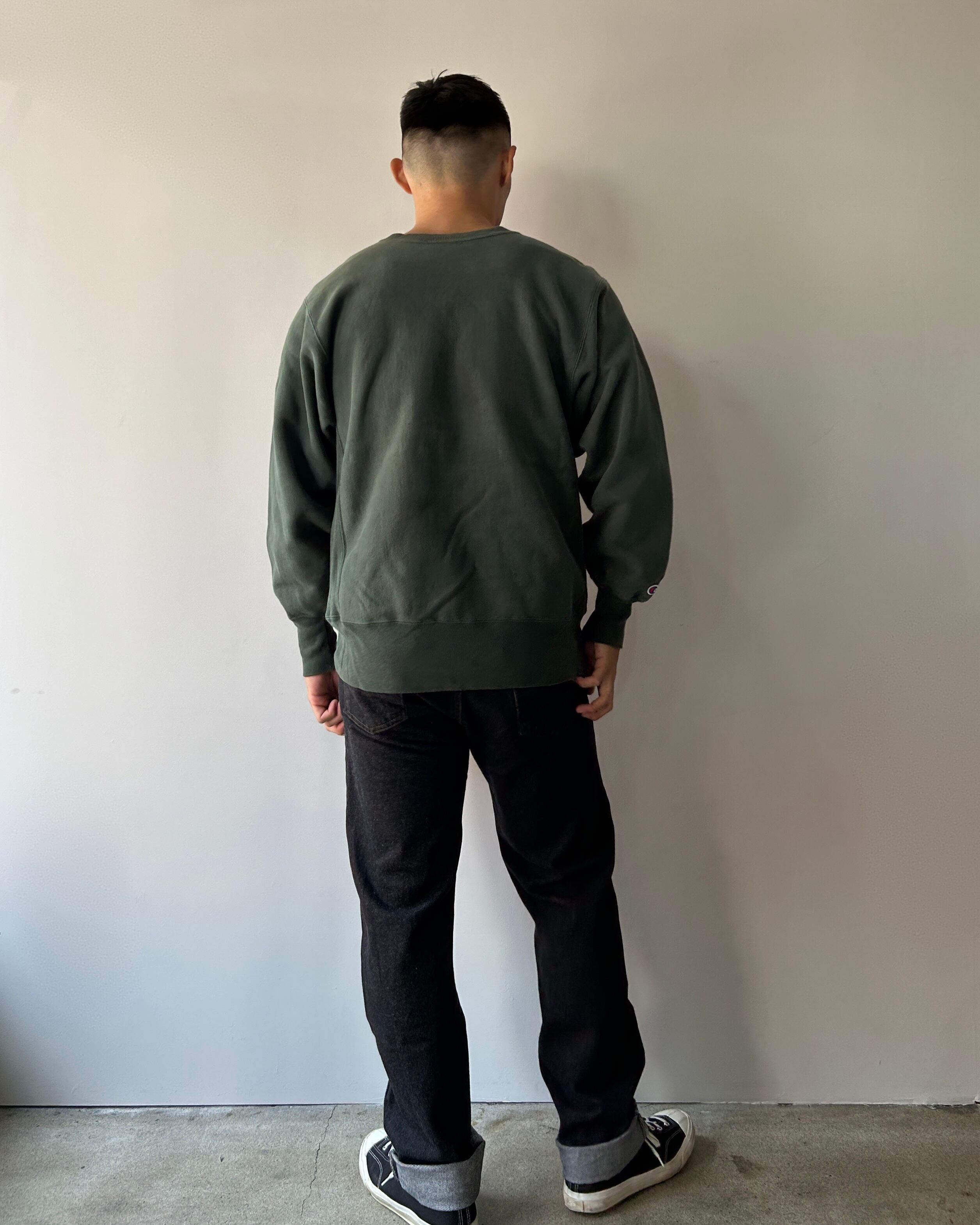 目無し 90s L 緑 リバースウィーブ チャンピオン スウェット グリーン  