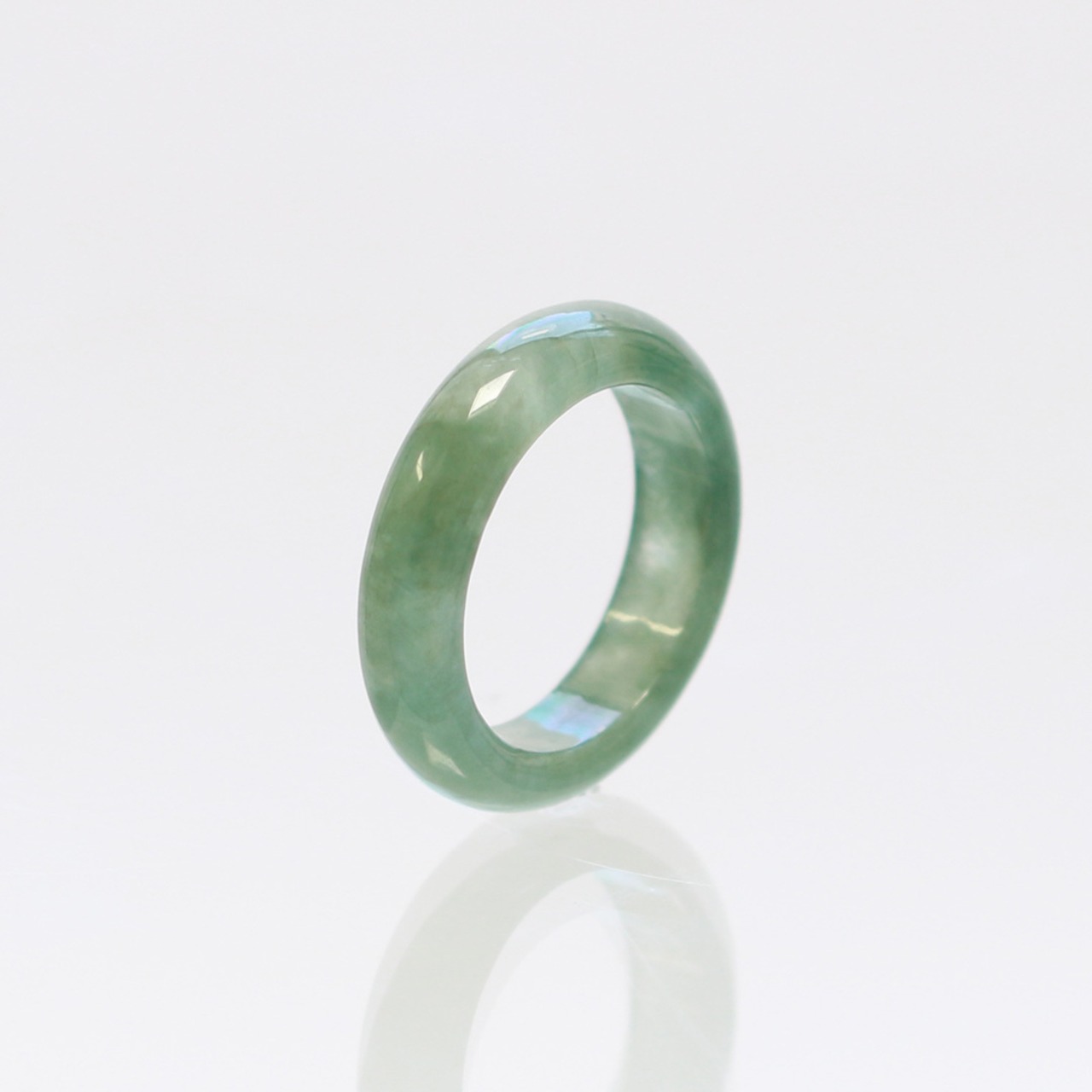 【13号】深緑 翡翠くり抜き甲丸リング A貨翡翠 jd_rg2170