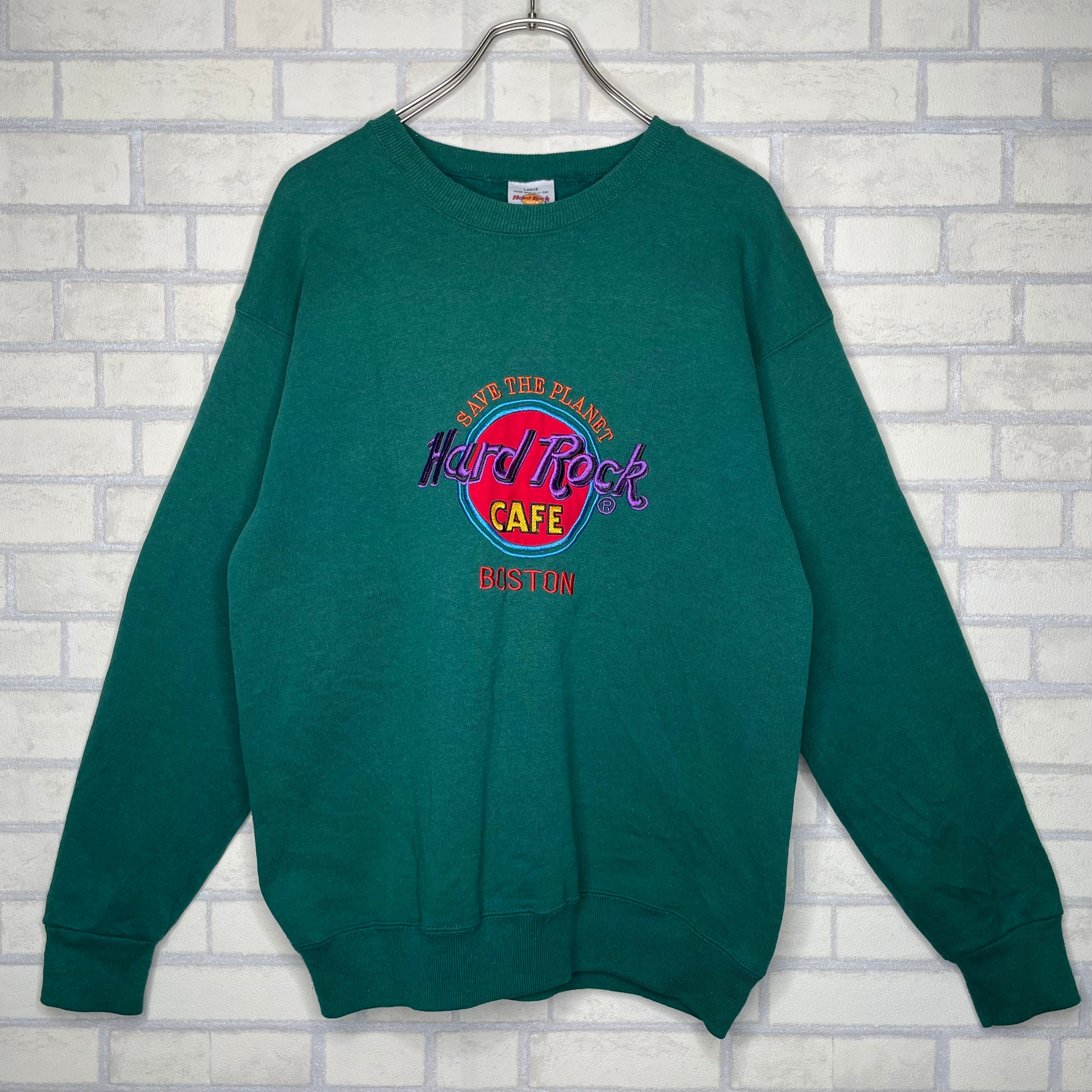 Hard Rock CAFE スウェット L グリーン フル刺繍 厚手 ヘビーコットン 